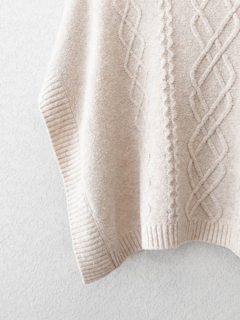 MNG Cream Cable Knit Sweater Poncho Size 9-10 Turtleneck Cozy Oversized Knit - Picture 6 of 14